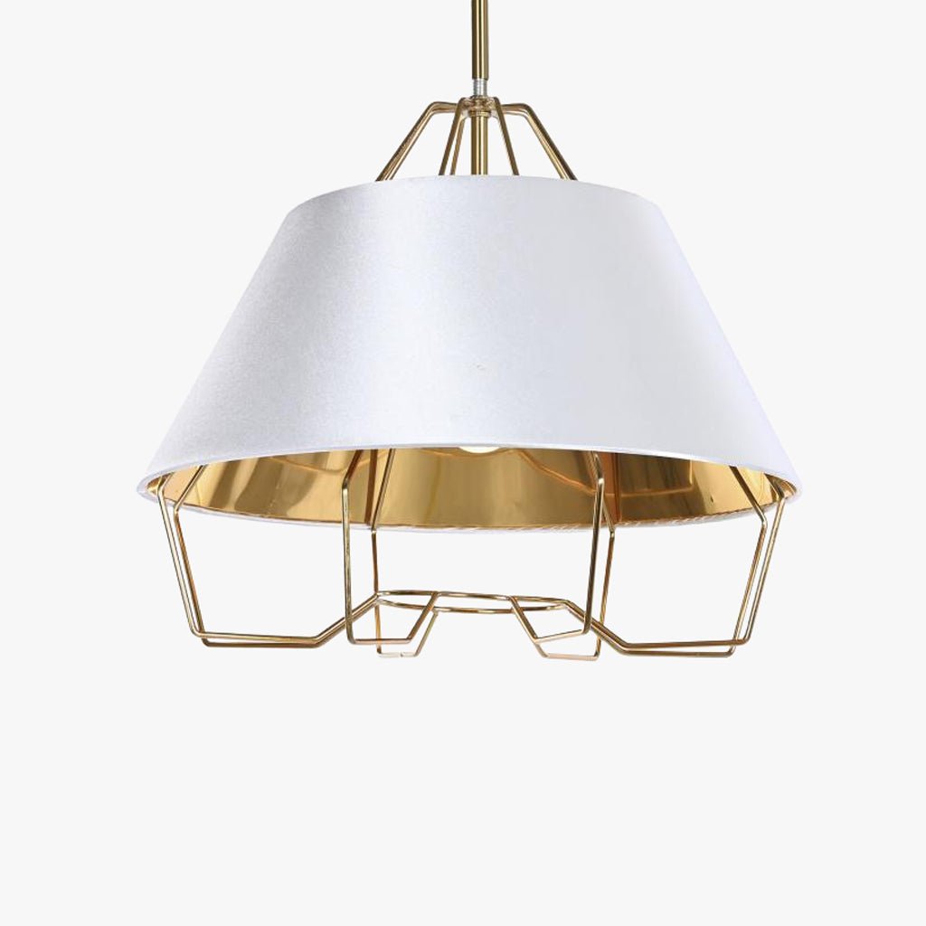Candeeiro de Teto Metal Branco e Dourado LUXE - Gato Preto