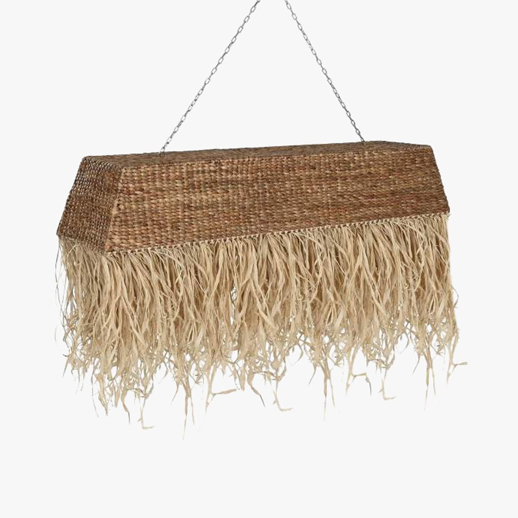 Candeeiro de Teto Retangular Palha 138 cm COMPORTA - Gato Preto