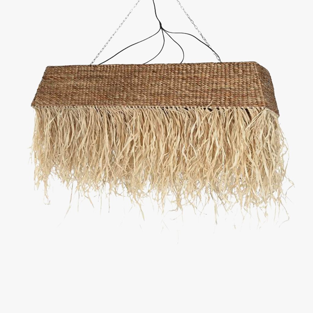 Candeeiro de Teto Retangular Palha 138 cm COMPORTA - Gato Preto