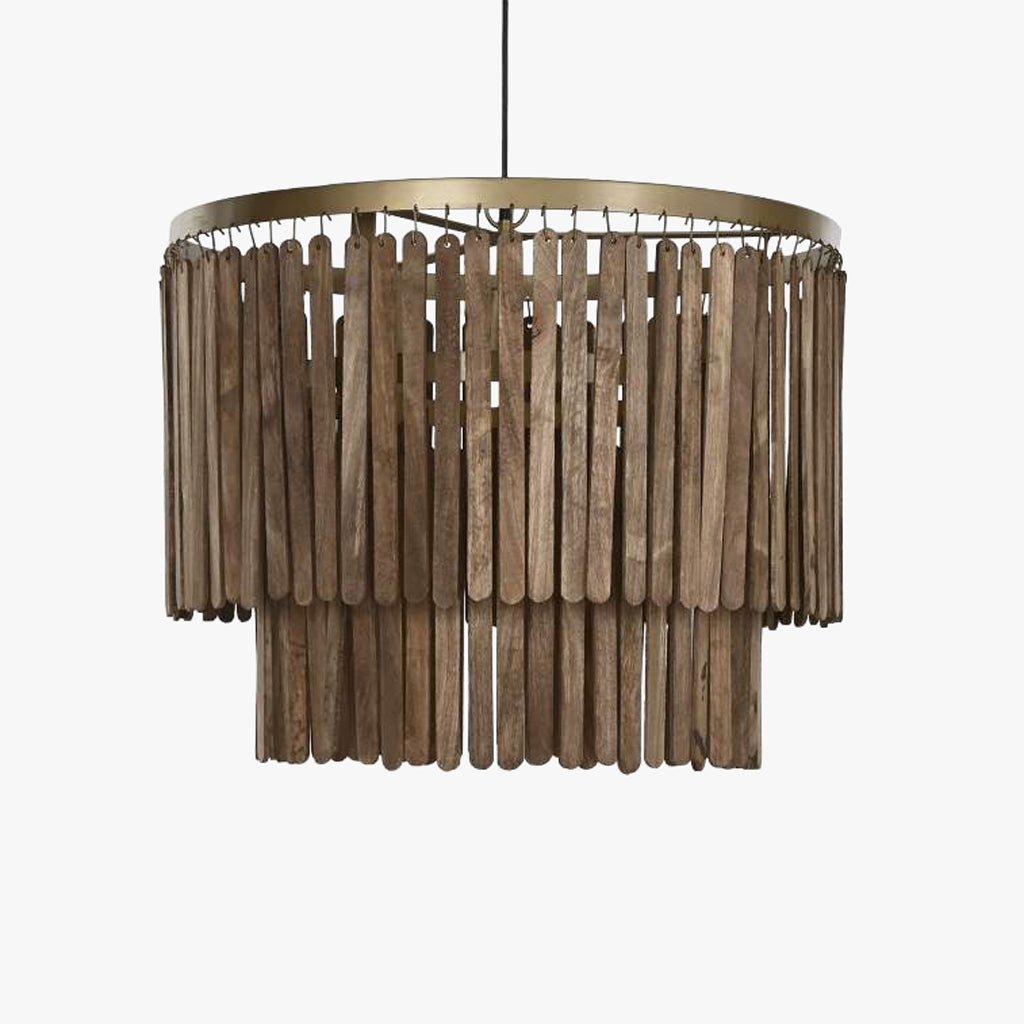 Candeeiro de Teto Ripas Madeira LUXE - Gato Preto