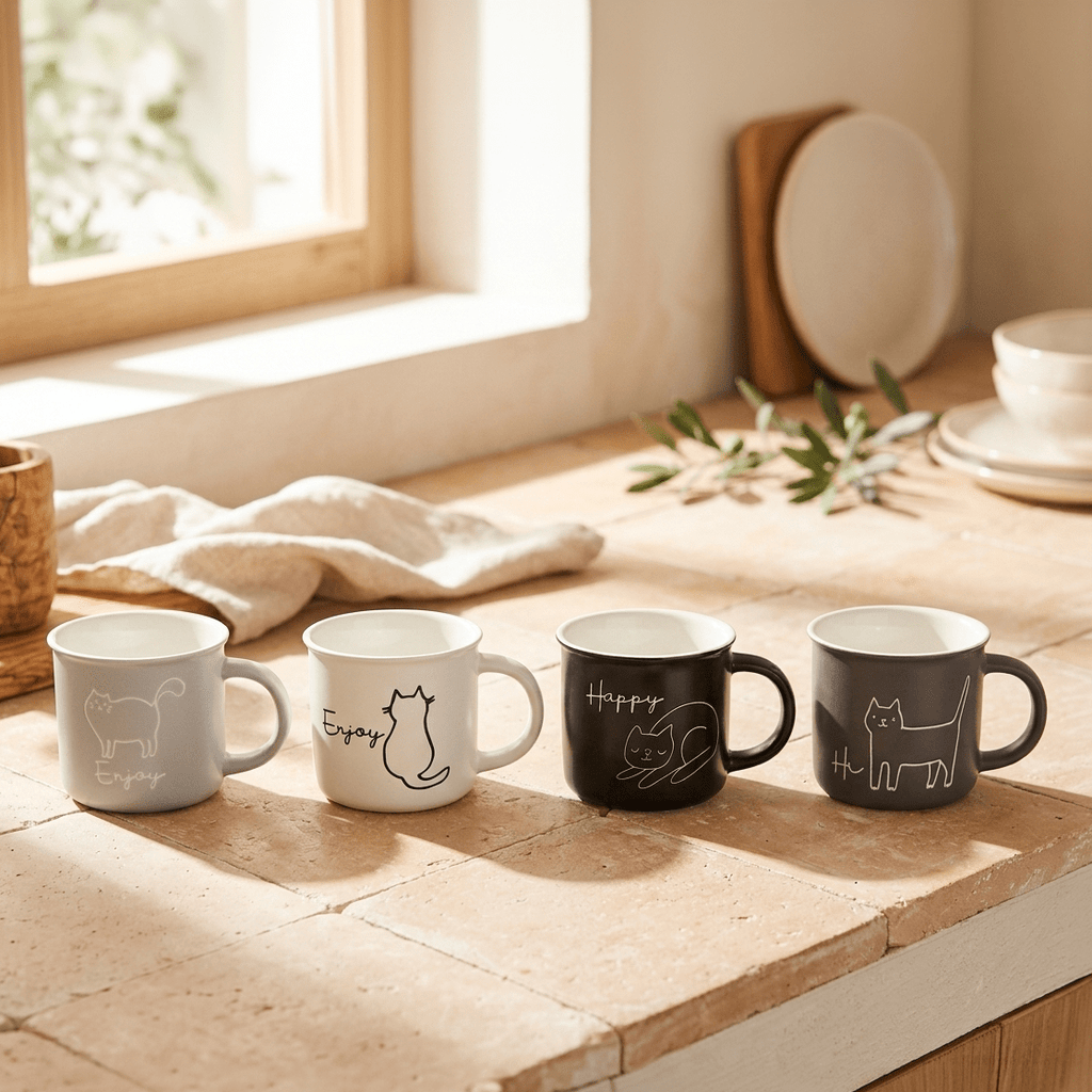Caneca 360ml MINIMAL CATS - Gato Preto