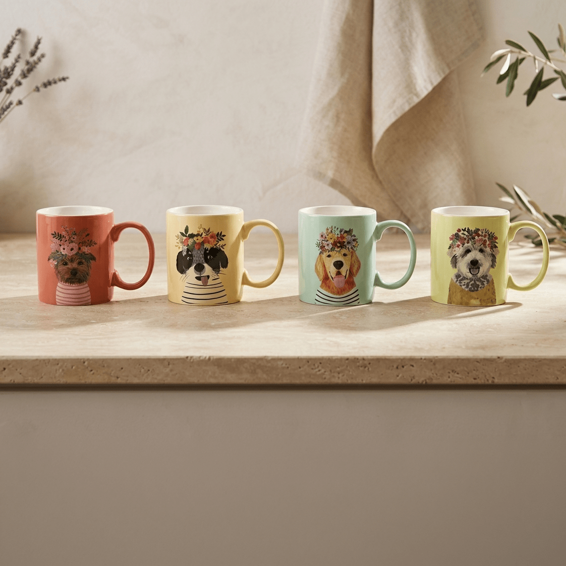 Caneca Cão Flores 360ml BLOOMING CATS&DOGS - Gato Preto