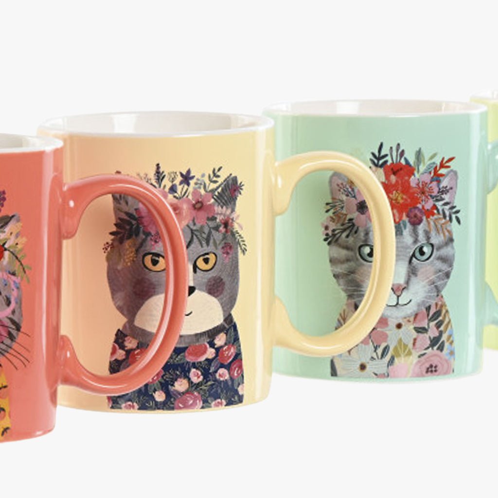 Caneca Gato Flores 360ml BLOOMING CATS&DOGS - Gato Preto