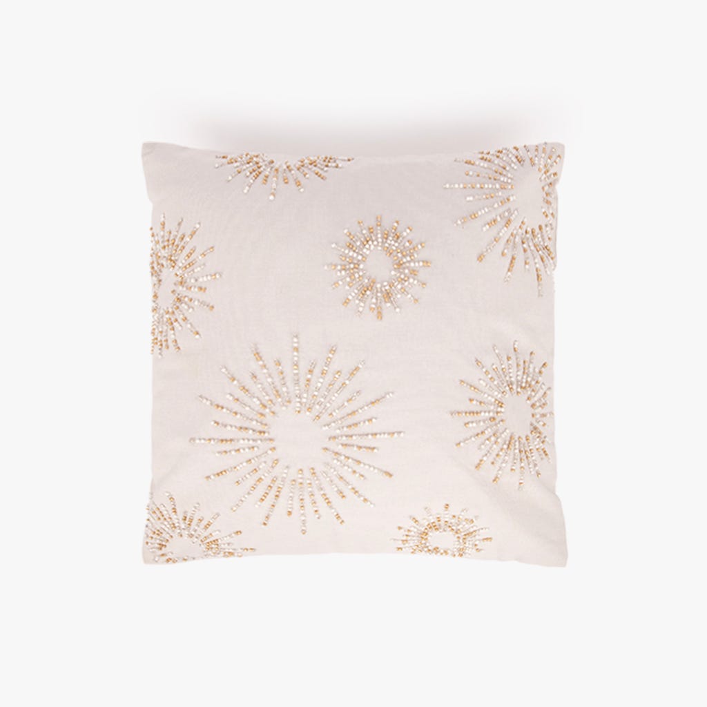 Capa de Almofada com Missangas Cinzenta NEW BRIGHT - Gato Preto