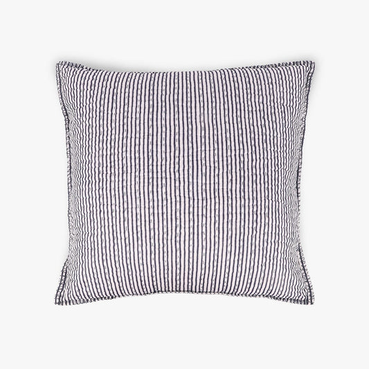 Capa de Almofada com Riscas Azul e Branco RIMINI - Gato Preto