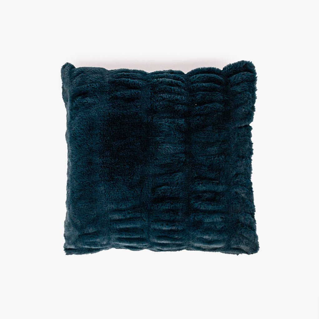 Capa de Almofada de Pelo Sintético Azul Escuro ALASKA - Gato Preto
