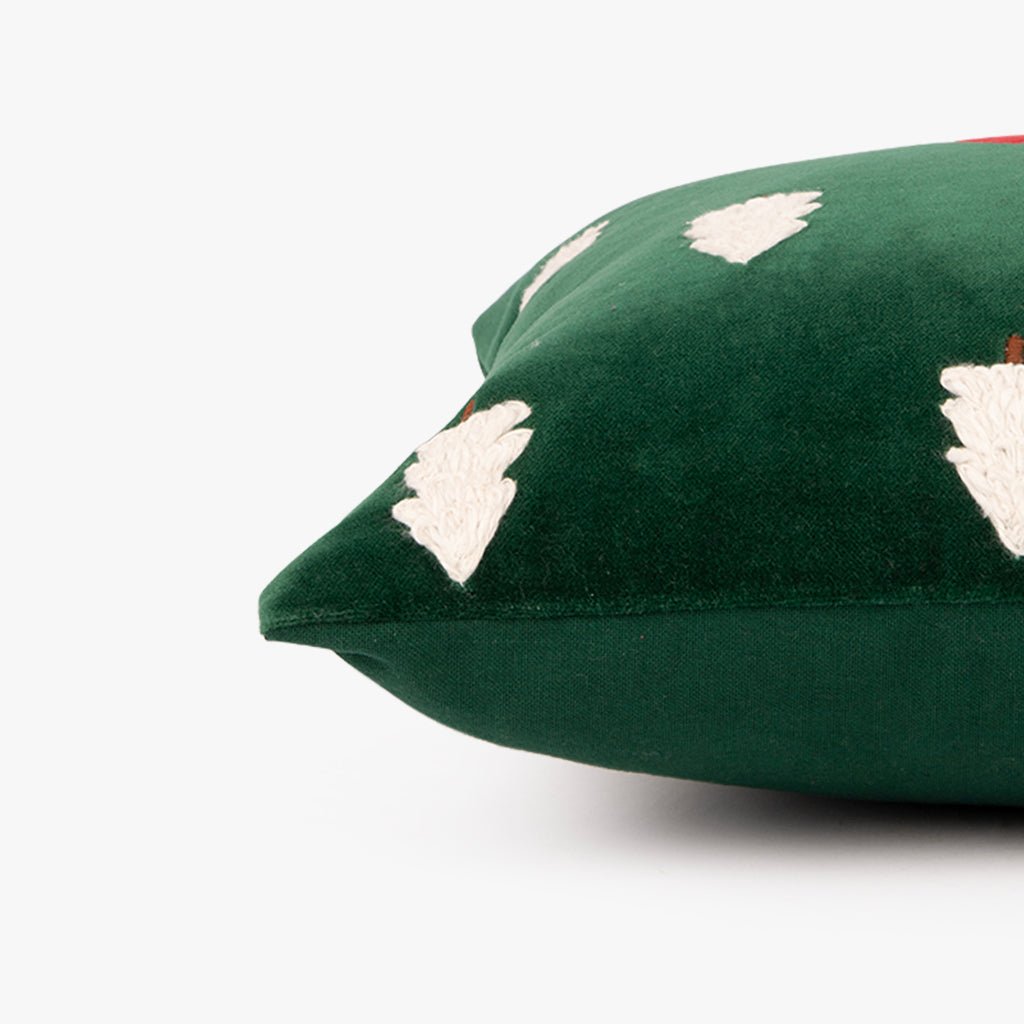 Capa de Almofada de Veludo com Pinheiro Verde COZY - Gato Preto