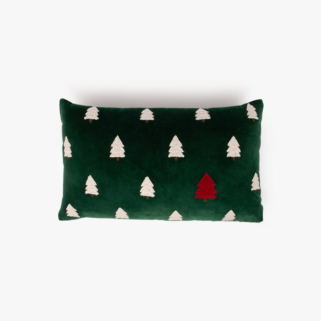 Capa de Almofada de Veludo com Pinheiro Verde COZY - Gato Preto