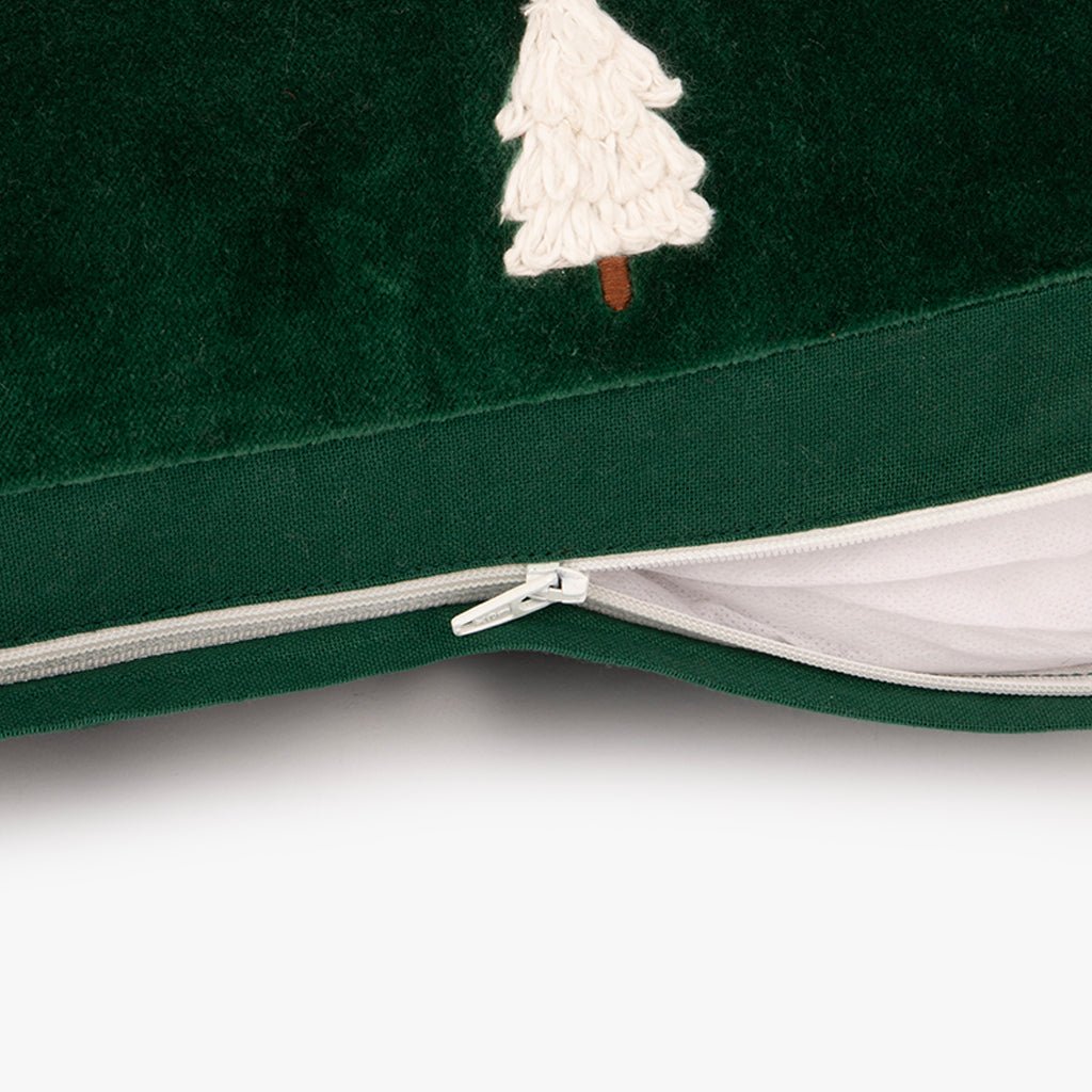 Capa de Almofada de Veludo com Pinheiro Verde COZY - Gato Preto