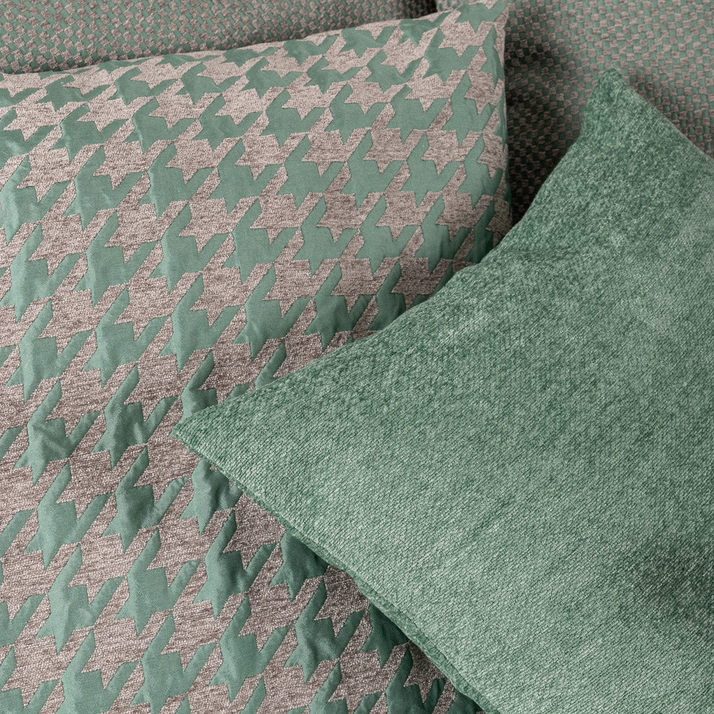 Capa de Almofada Pied - de - Poule Verde HERITAGE - Gato Preto