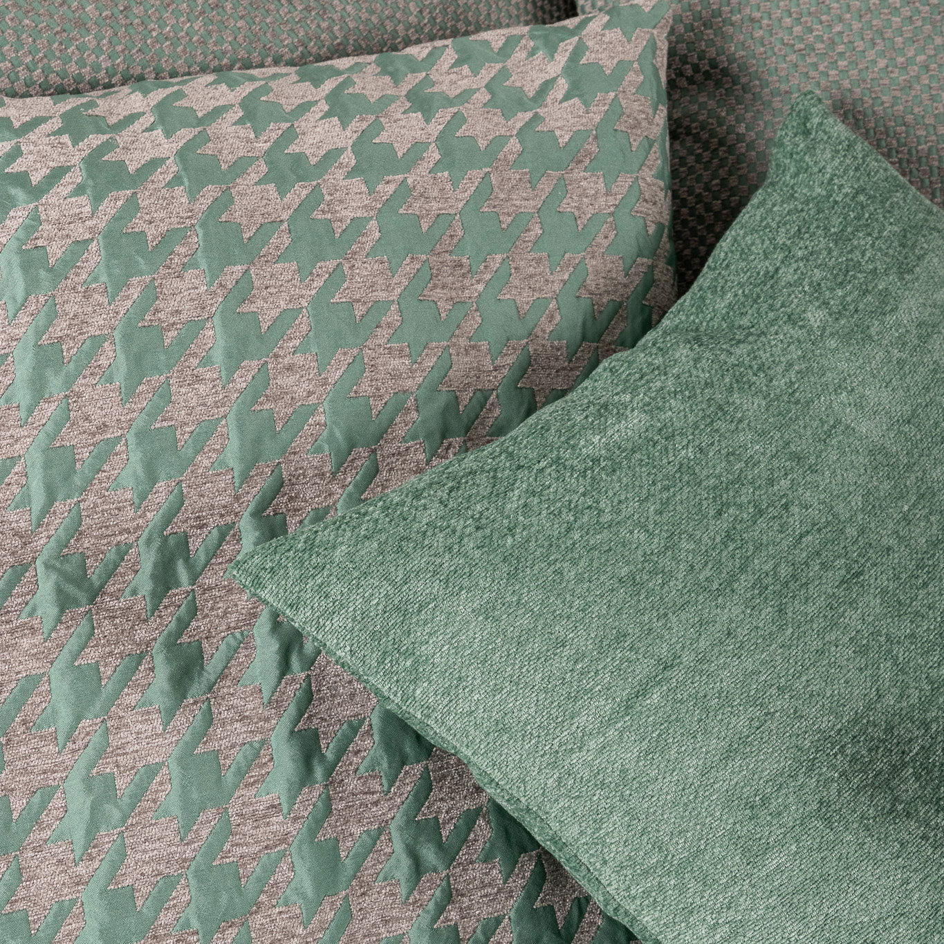 Capa de Almofada Pied - de - Poule Verde HERITAGE - Gato Preto