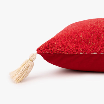 Capa de Almofada Vermelha com Lurex COZY - Gato Preto