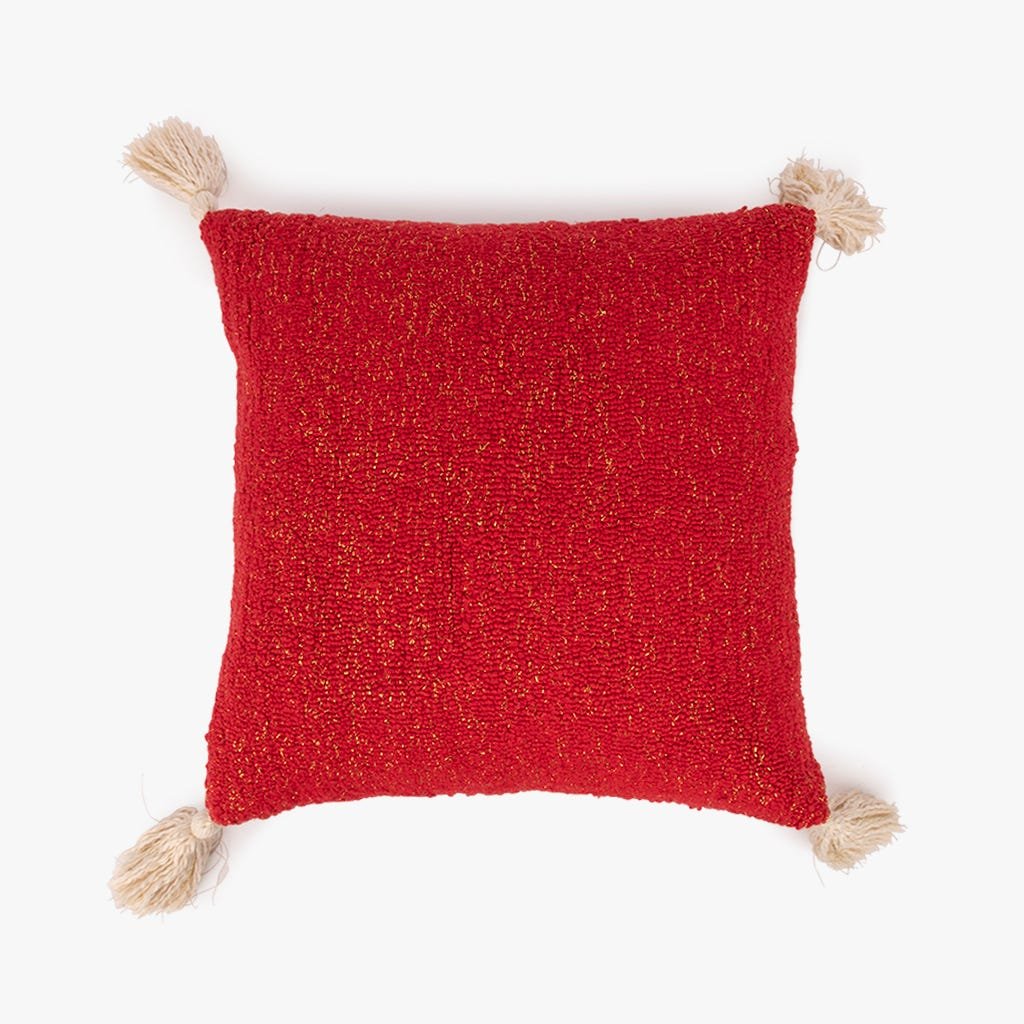 Capa de Almofada Vermelha com Lurex COZY - Gato Preto