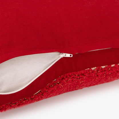 Capa de Almofada Vermelha com Lurex COZY - Gato Preto