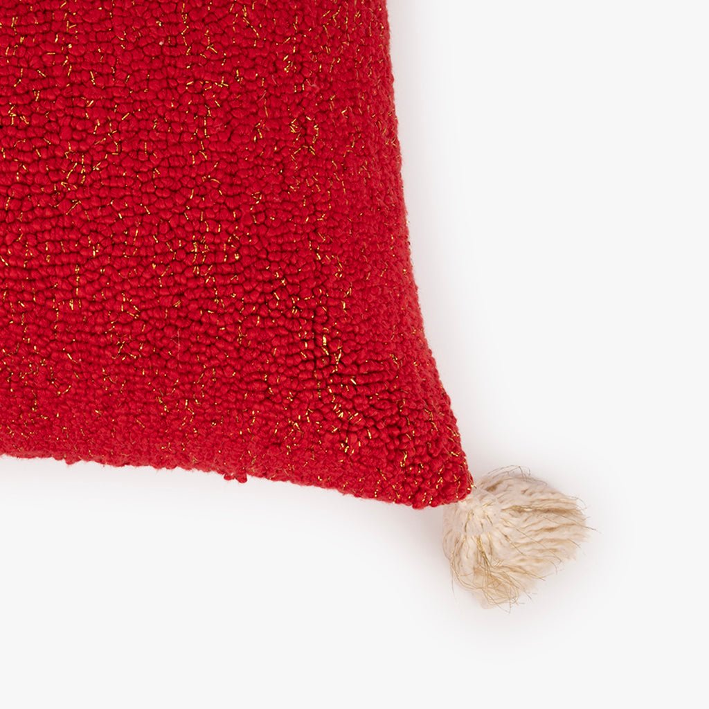 Capa de Almofada Vermelha com Lurex COZY - Gato Preto