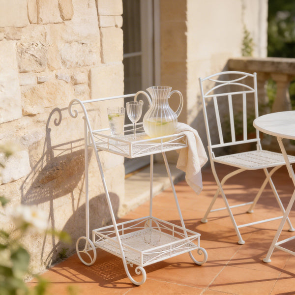 Carrinho de Apoio em Ferro Branca REVIVAL - Gato Preto