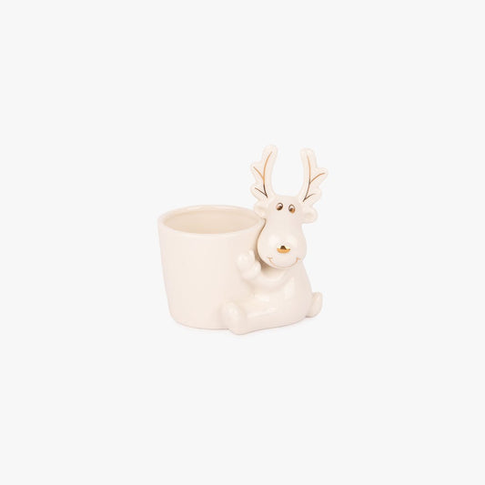 Castiçal com Rena Branco NEW BRIGHT - Gato Preto