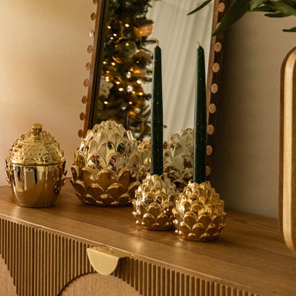 Castiçal de Alcachofra Dourada NEW BRIGHT - Gato Preto