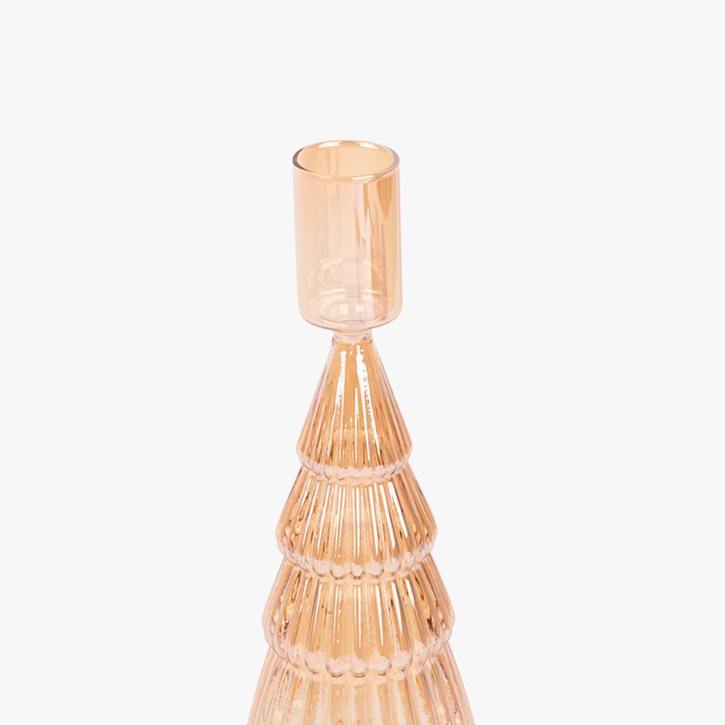 Castiçal de Pinheiro de Vidro Dourado NEW BRIGHT - Gato Preto