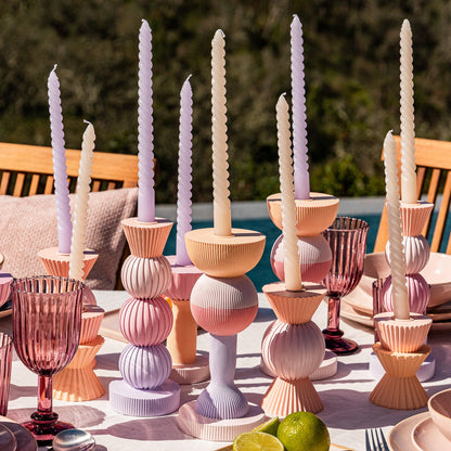 Castiçal Geométrico Pastel Pequeno MARSHMALLOW - Gato Preto