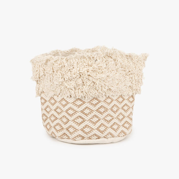 Cesto Algodão Padrão Bege e Branco LIZA - Gato Preto