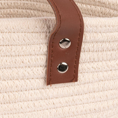 Cesto Algodão Pequeno com Pega Bege e Branco CERCAL - Gato Preto