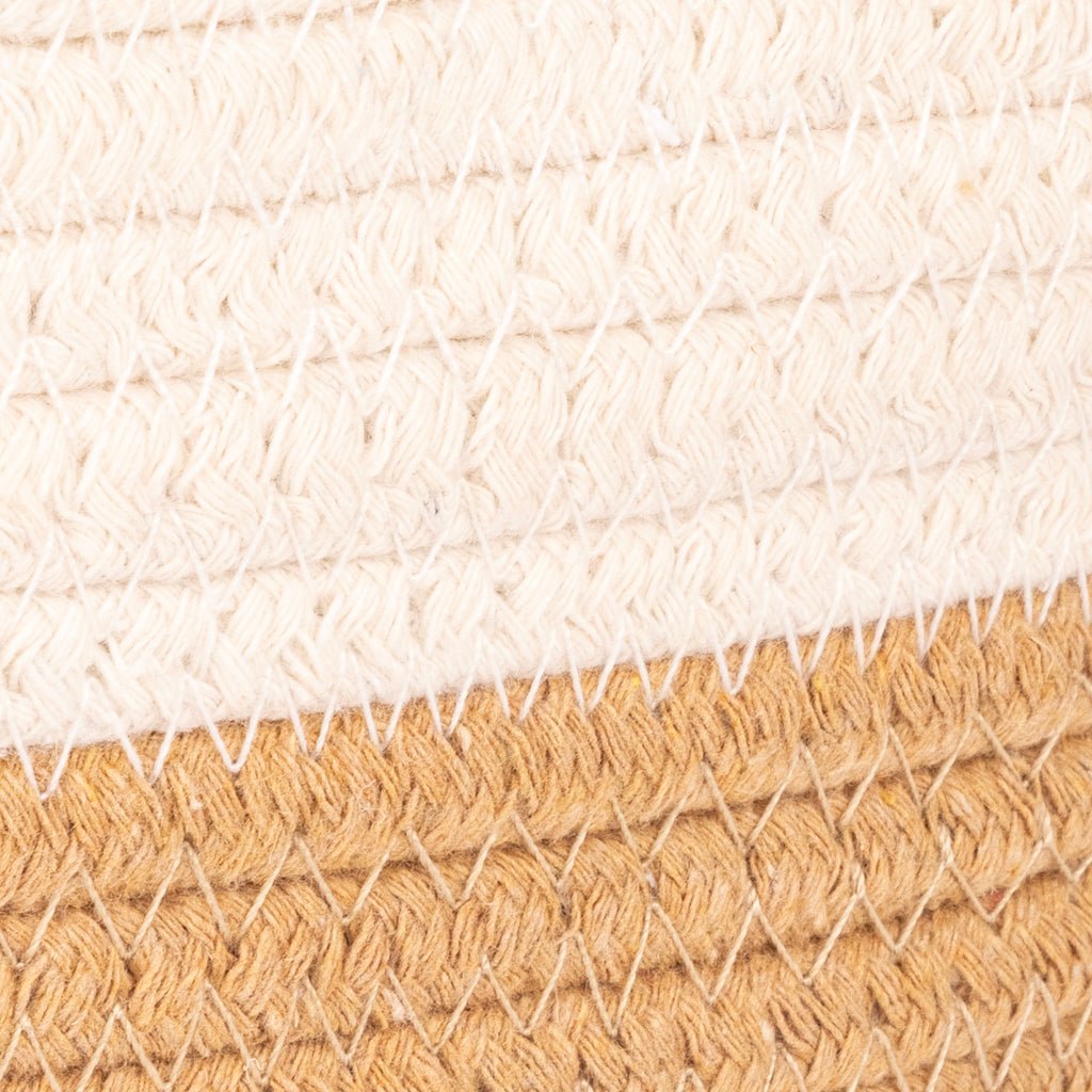 Cesto Algodão Pequeno com Pega Bege e Branco CERCAL - Gato Preto