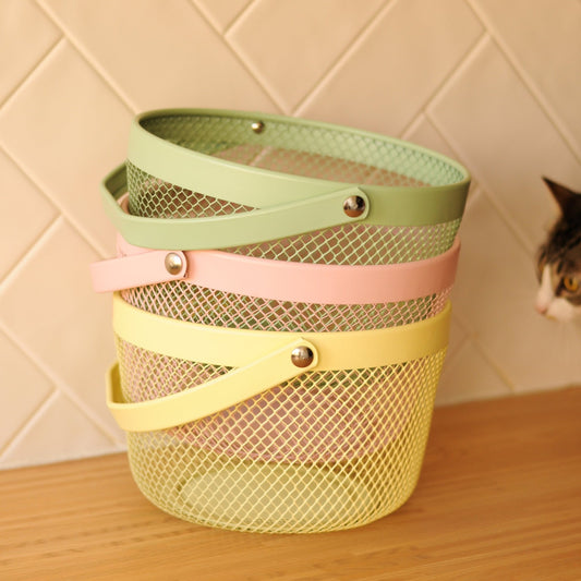 Cesto de Metal Rosa SUMMER PASTELS - Gato Preto