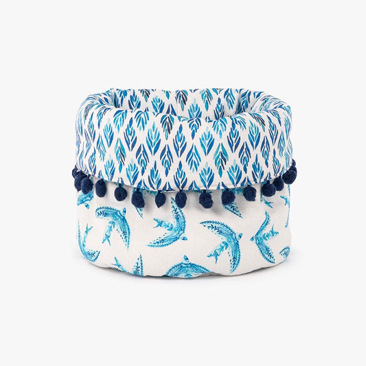 Cesto do Pão Reversível com Pássaros e Folhas Azuis BLUE BIRD - Gato Preto