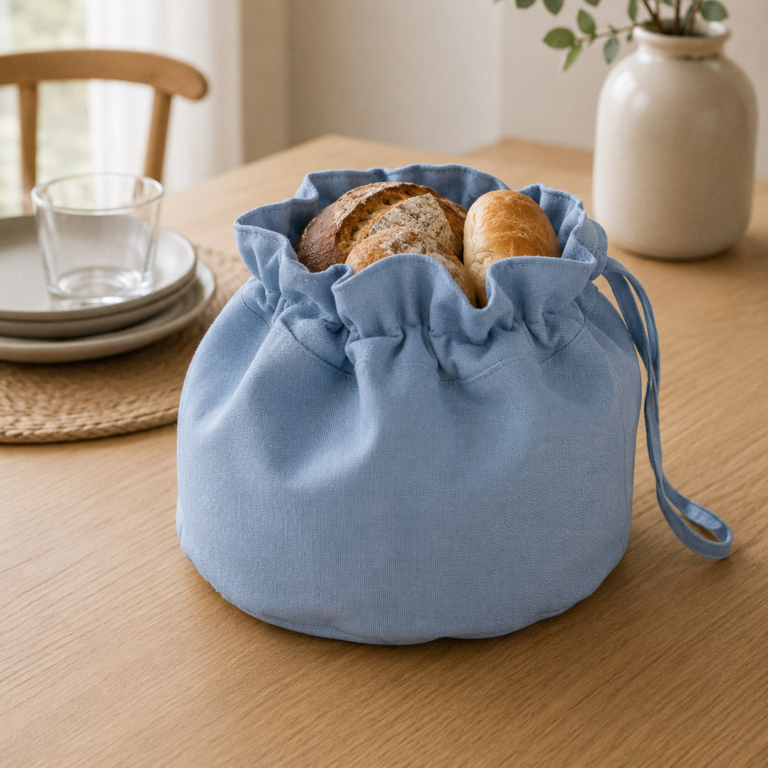 Panier et sac à pain coton bleu 4EVERYDAY