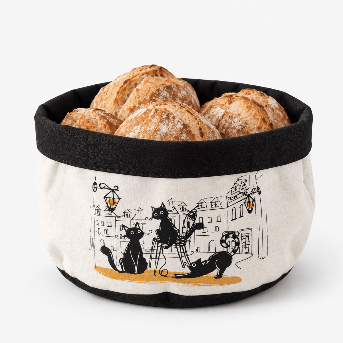 Cesto Pao Gatos 24x24 CAT CREW - Gato Preto