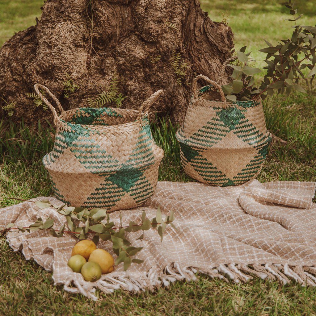 Cesto Seagrass Verde Pequeno BASSAC - Gato Preto