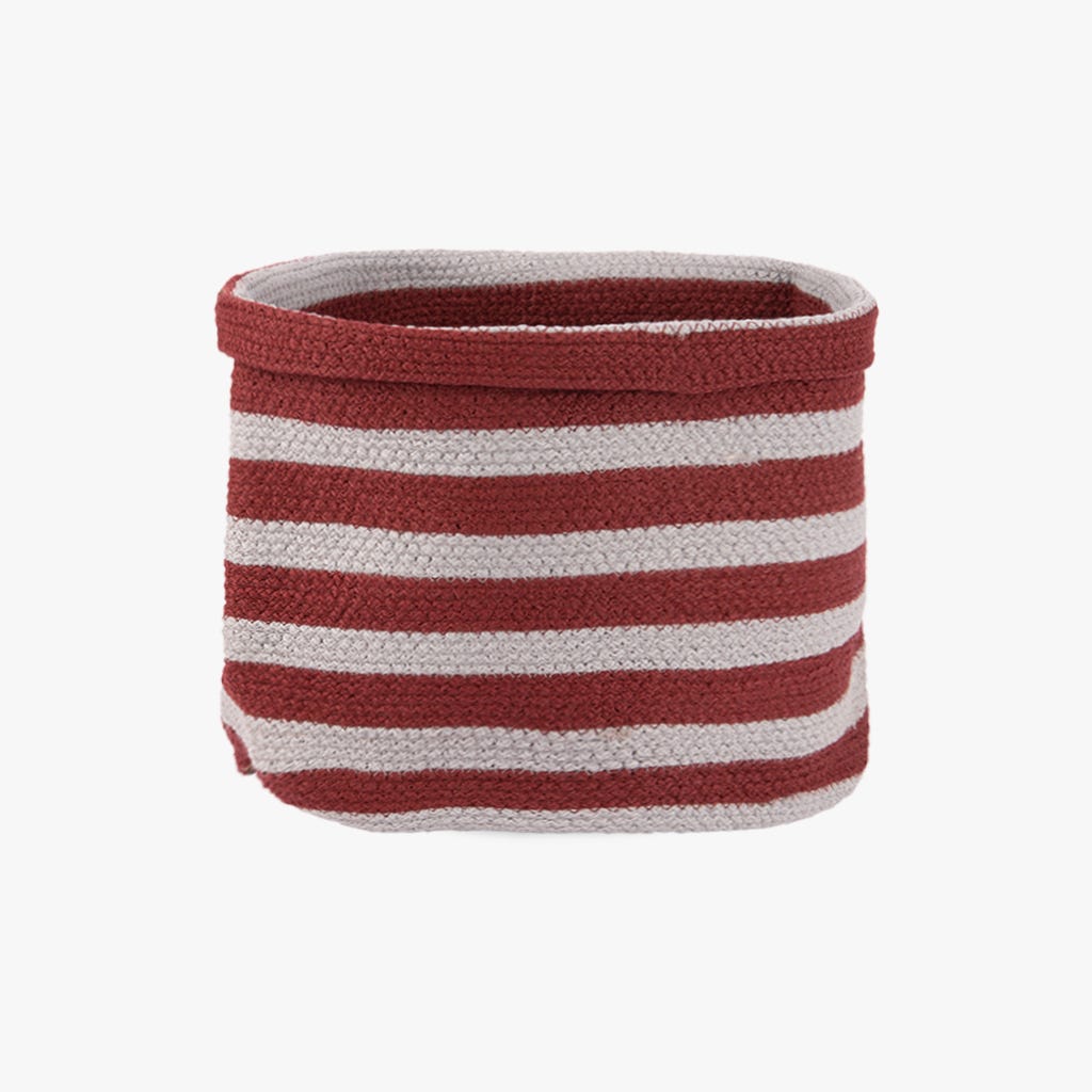 Cesto Trançado Riscas Branco e Vermelho LA PAZ - Gato Preto