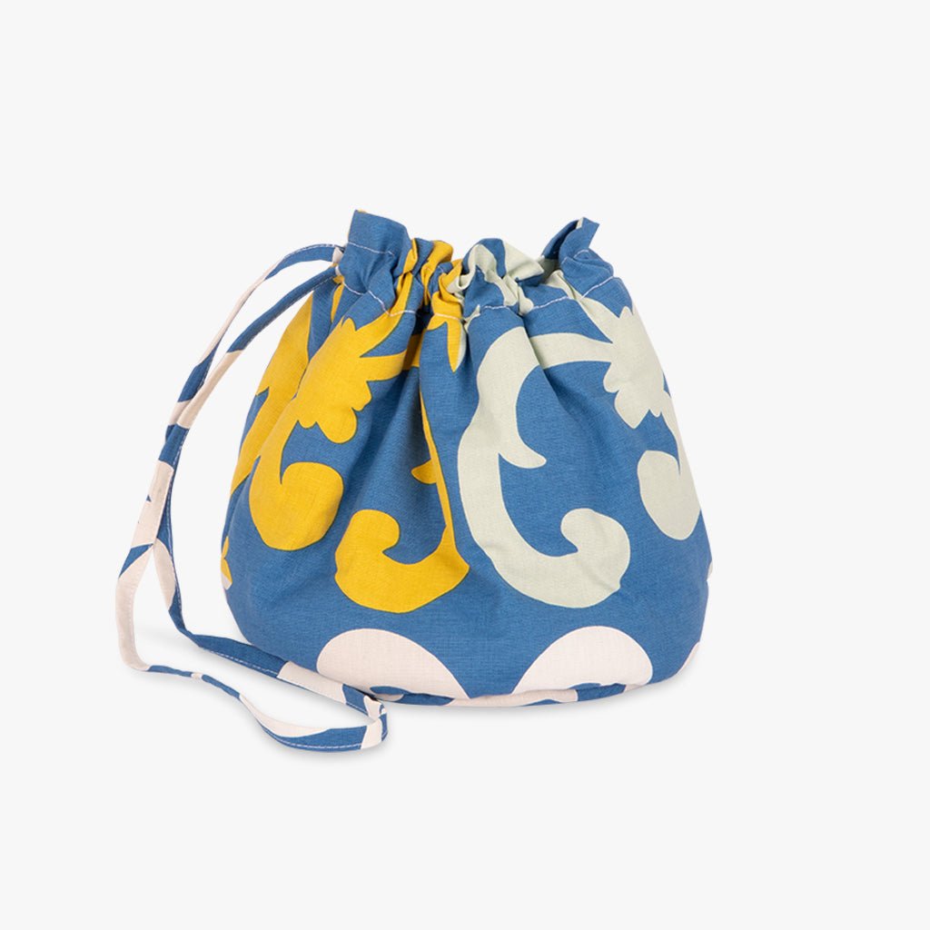 Cesto/Saco de Pão de Algodão AZULEJO - Gato Preto