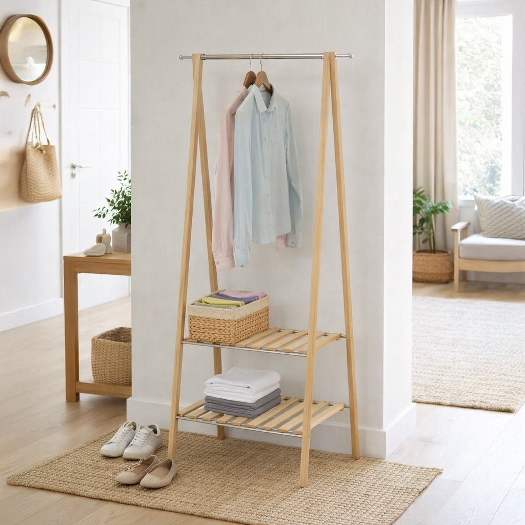 Charriot em Pinho com Duas Prateleiras 79x45x155 OLIMPO - Gato Preto