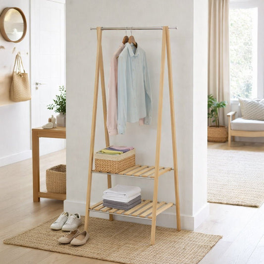 Charriot em Pinho com Duas Prateleiras 79x45x155 OLIMPO - Gato Preto