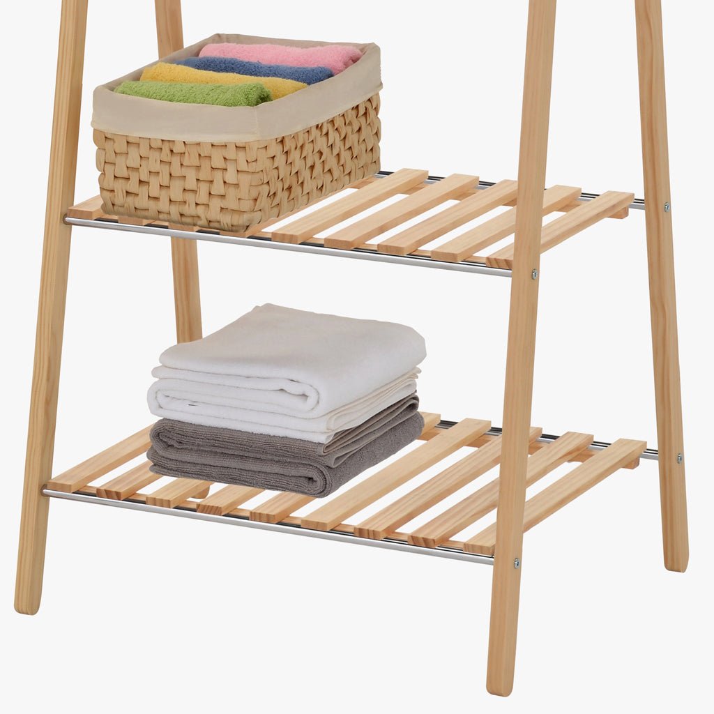 Charriot em Pinho com Duas Prateleiras 79x45x155 OLIMPO - Gato Preto