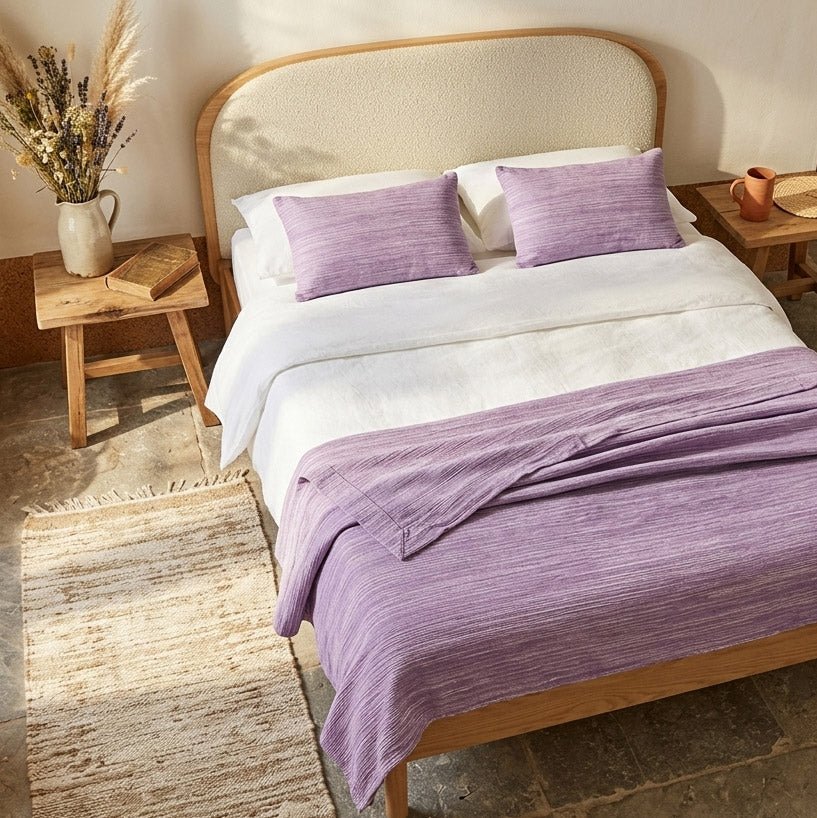 Colcha para Cama Mesclada Violeta e Branco 180x250 SUKI - Gato Preto