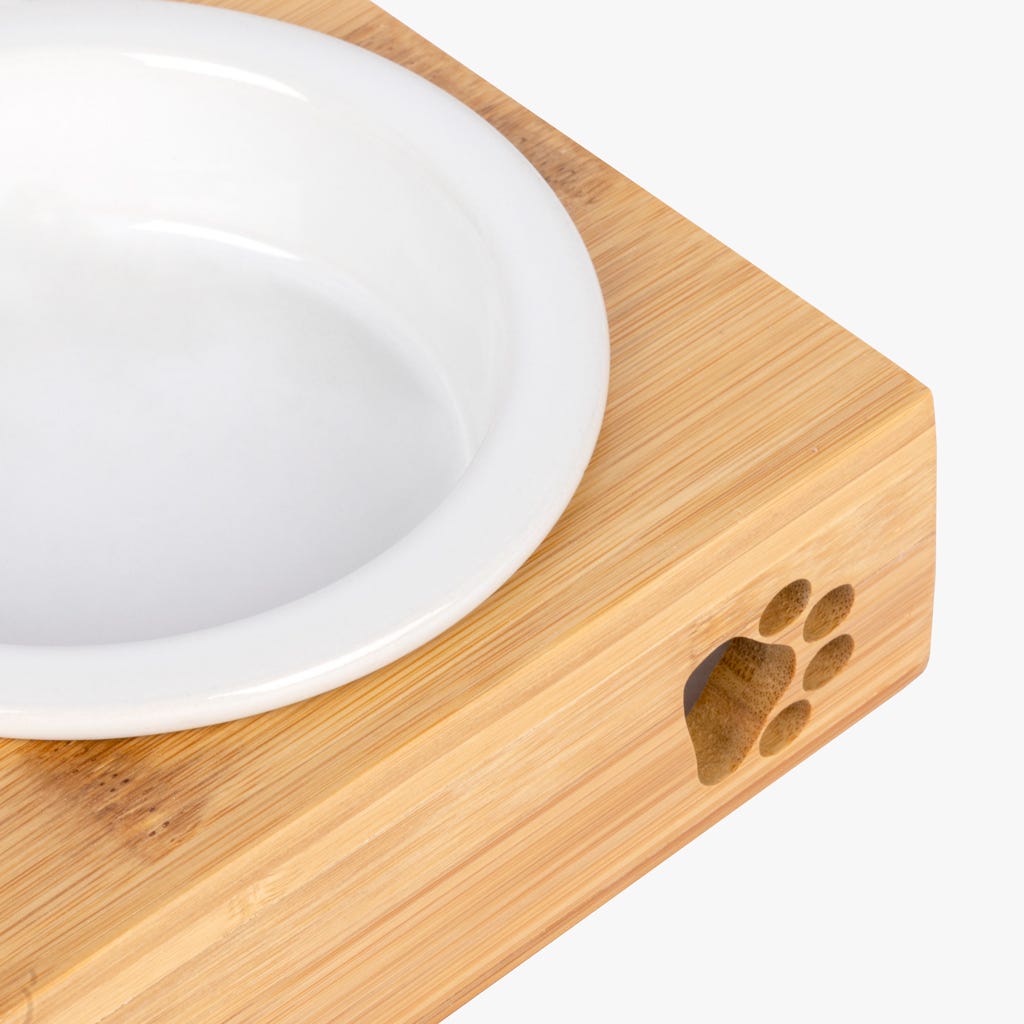 Comedor duplo com base de Madeira PAWRENTS - Gato Preto