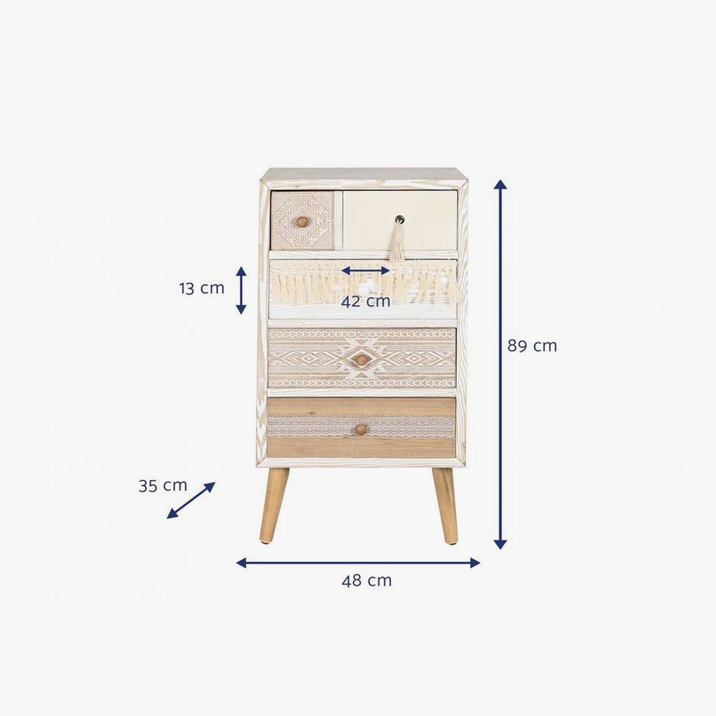 Cómoda Branca Cinco Gavetas ZENA - Gato Preto