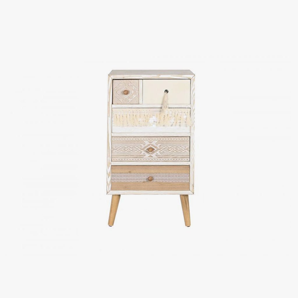 Cómoda Branca Cinco Gavetas ZENA - Gato Preto