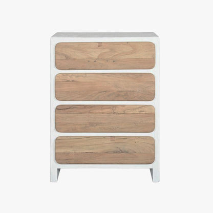 Cómoda com Quatro Gavetas Branca com Madeira ZENA - Gato Preto