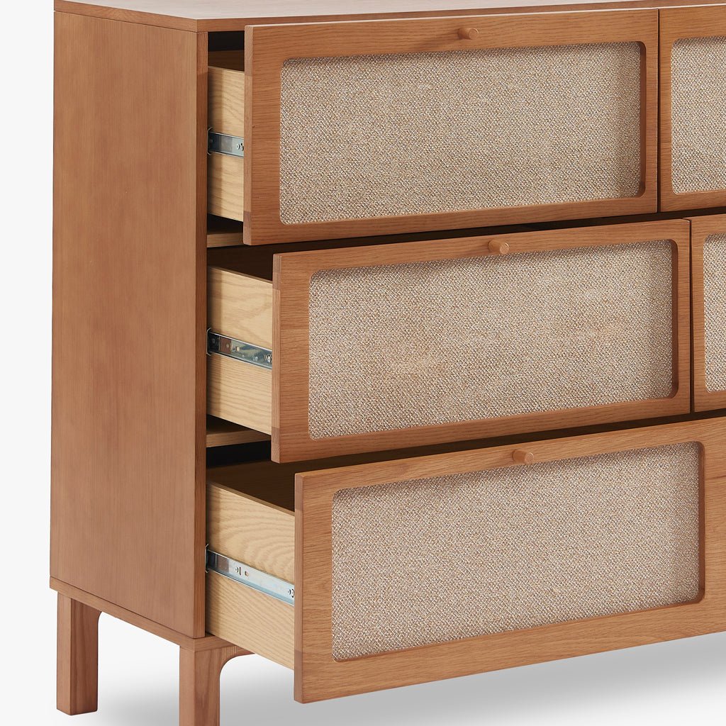 Cómoda de Cinco Gavetas com Linho BIZERTA - Gato Preto