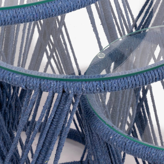 Conjunto 3 Mesas de Apoio em Metal e Corda Azul PANTAI - Gato Preto