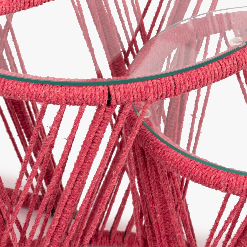 Conjunto 3 Mesas de Apoio em Metal e Corda Rosa PANTAI - Gato Preto