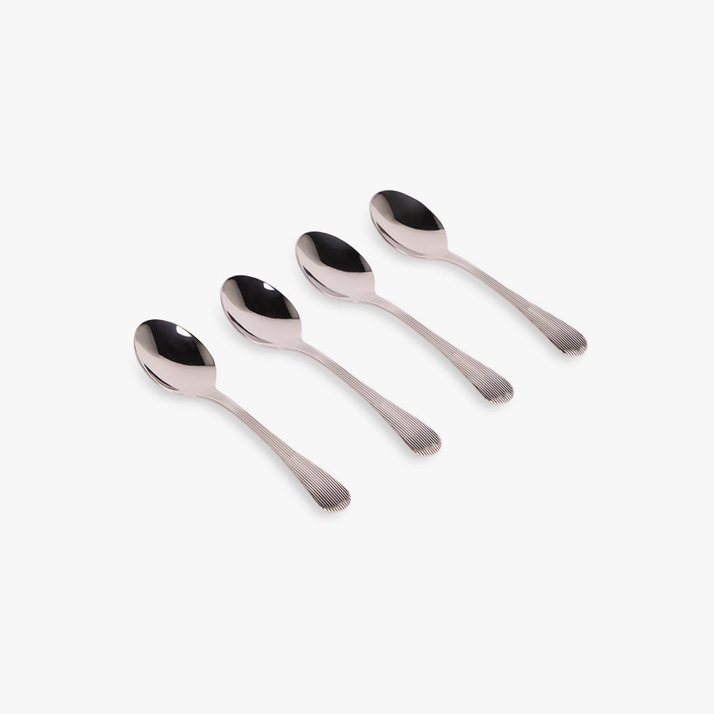 Conjunto 4 Colheres de Café em Aço Inox Prateado GROOVY - Gato Preto