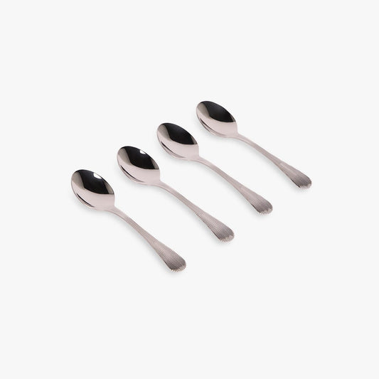 Conjunto 4 Colheres de Café em Aço Inox Prateado GROOVY - Gato Preto