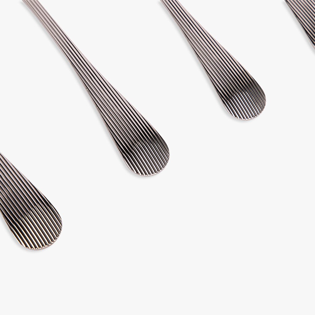 Conjunto 4 Colheres de Sobremesa Aço Inox Prateado GROOVY - Gato Preto