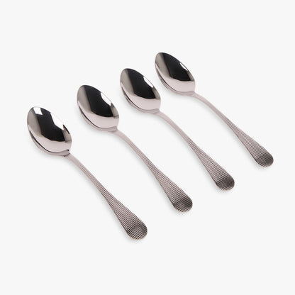 Conjunto 4 Colheres de Sobremesa Aço Inox Prateado GROOVY - Gato Preto