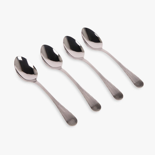 Conjunto 4 Colheres de Sobremesa Aço Inox Prateado GROOVY - Gato Preto
